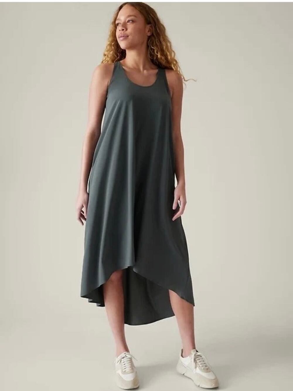 Athleta Sleeveless Racerback Lightweight High-Low Grey Presidio Dress S NEW